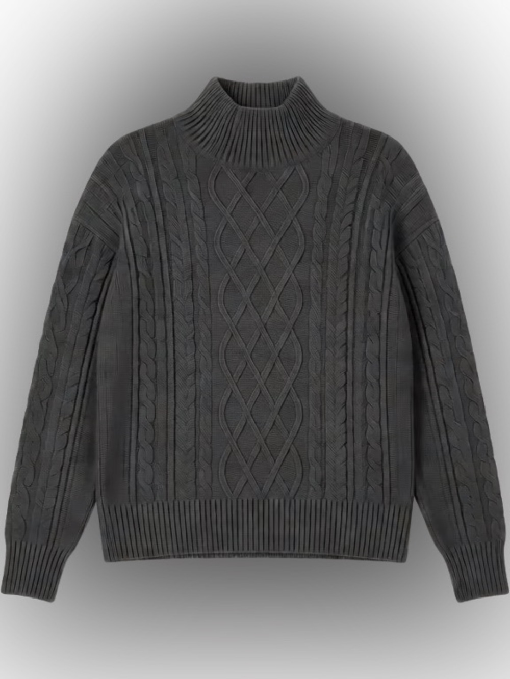 Frame Denim Women’s Gray Cable Knit Turtleneck Sweater, XS